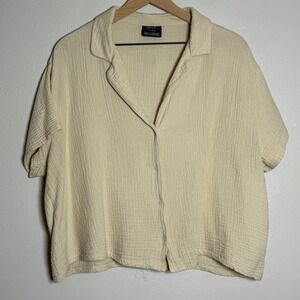 Esmara Womens Guaze Top XL Beige Pajama Shirt Cozy Oversized‎ Sleepwear